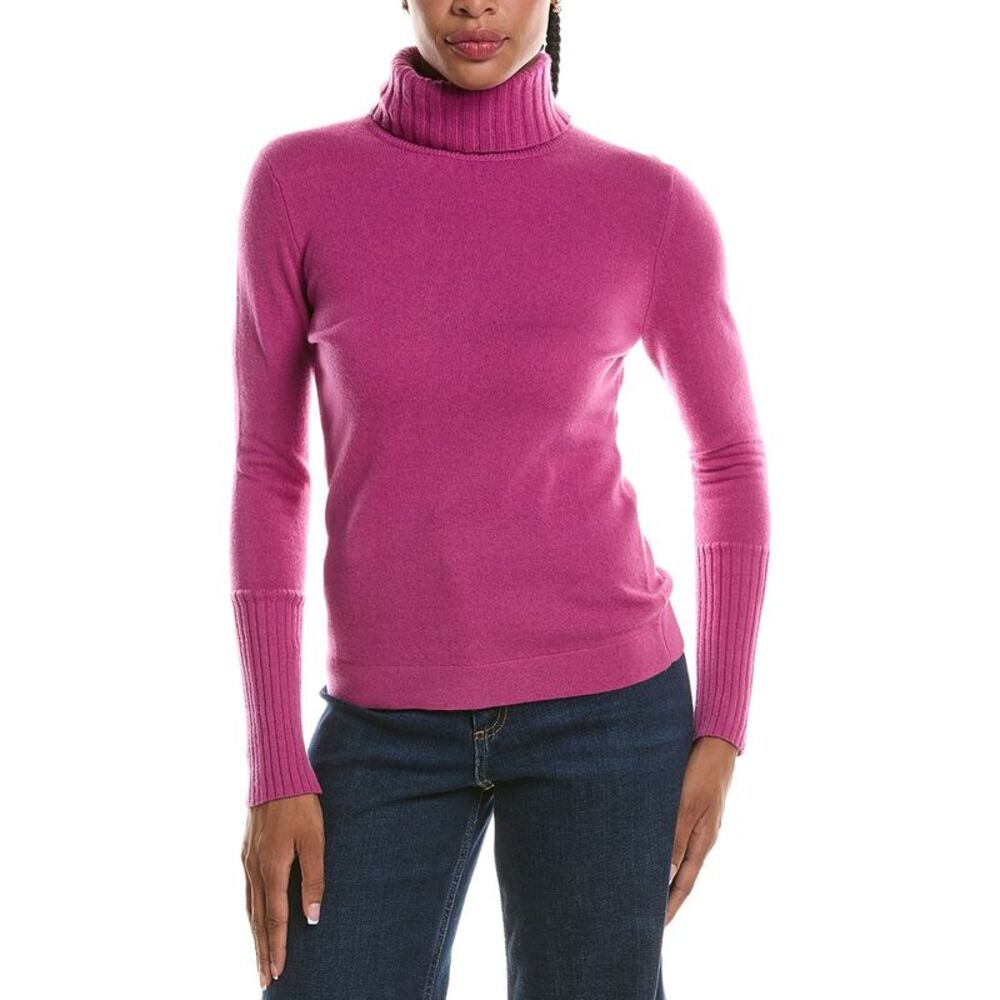 Forte Cashmere Womens  Chunky Trim Turtleneck 100% Cashmere Sweater